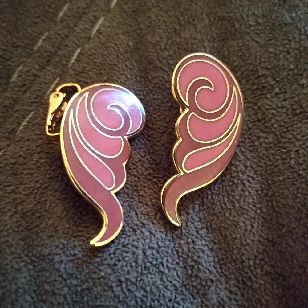 Angel wings clip on earrings